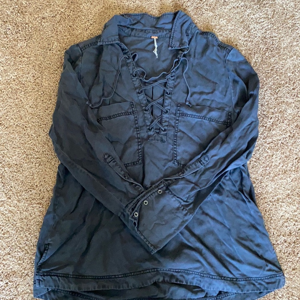 Free People Pullover Lace Up Top
